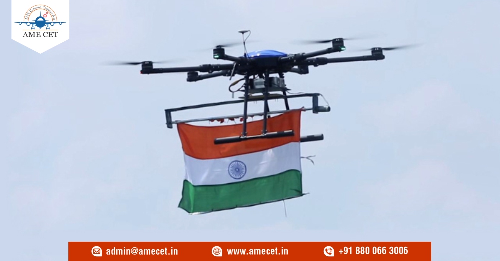 Aviation Minister Jyoti raditya Scindia Inspires Future Aviators by Unfurling Indian Flag Using Drone